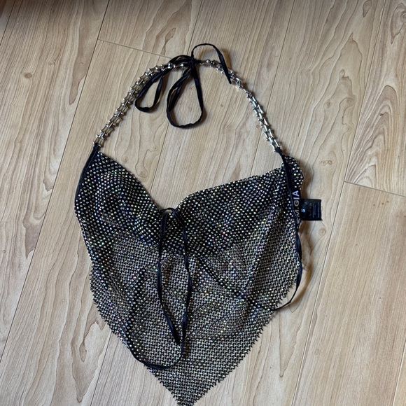 I.AM.GIA Black Rhinestone Mesh Top - Picture 1 of 4